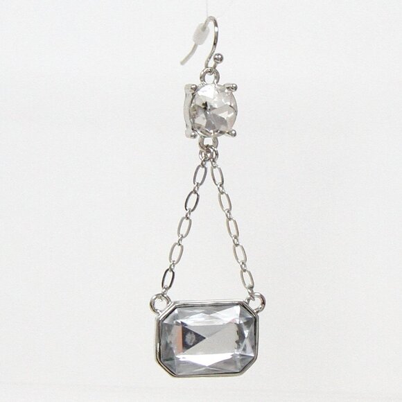 Bijou clear stones silver chain dangle earrings - Picture 2 of 4